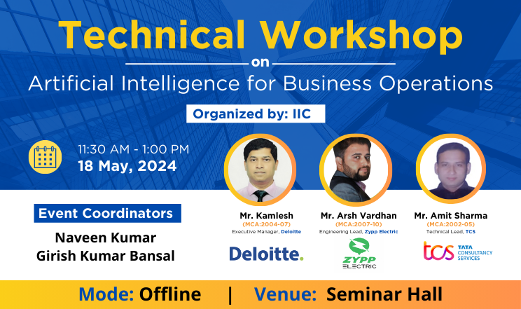 Technical Workshop on Artificial Intelligence For Business Operation